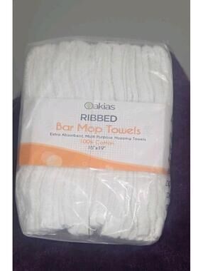Oakias Ribbed Bar Mop Towels 16"x19", 12 Pack, Extra Absorbent, Multi Purpose